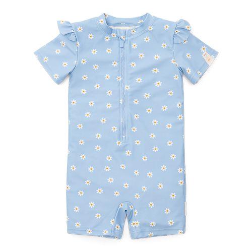 Fato de Banho Manga Curta com Folhos - Daisies Blue | Little Dutch