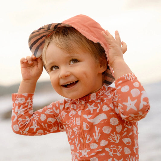 Chapéu de Praia Reversível - Stripes Multi-Colour | Little Dutch