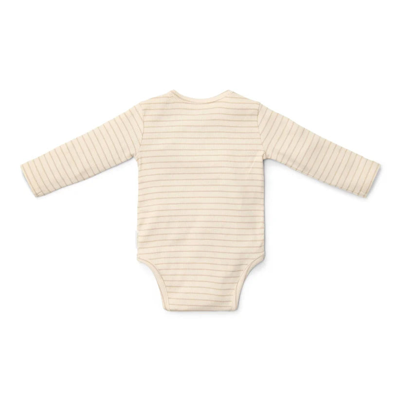 Body Manga Comprida - Soft Bege Stripe | Little Dutch