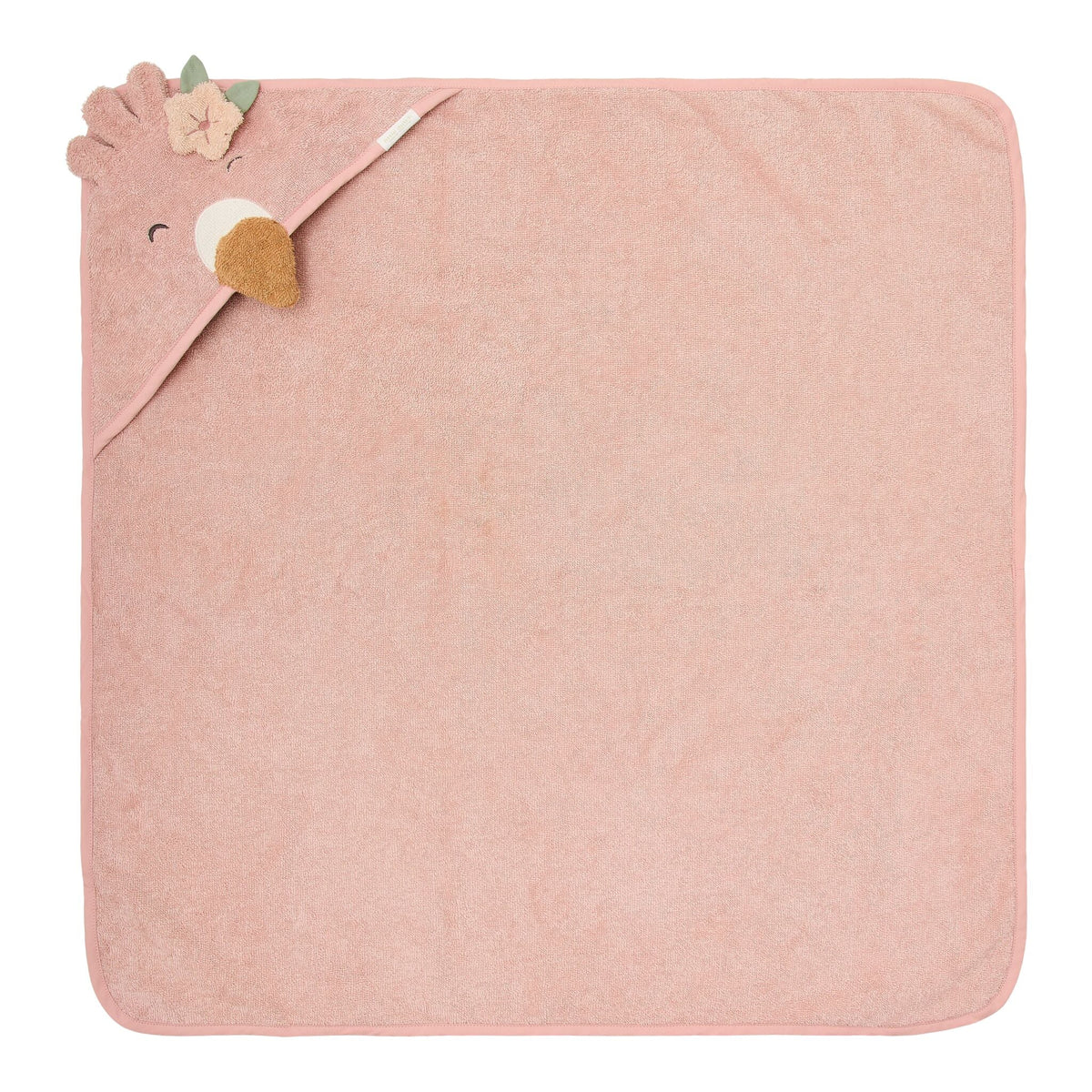 Toalha de Banho com Capuz 75x75 - Safari Friends - Flamingo Rosa.