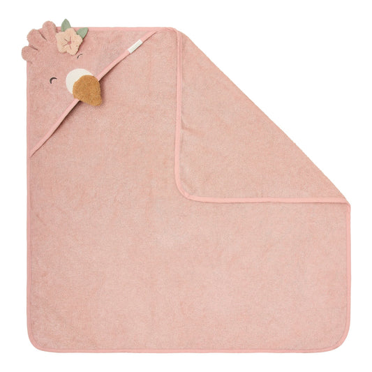 Toalha de Banho com Capuz 75x75 - Safari Friends - Flamingo Rosa.