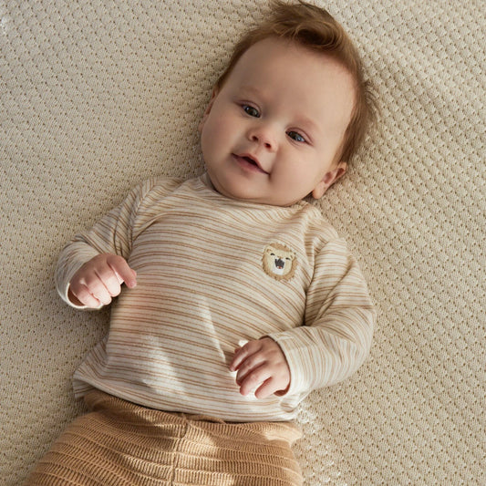 Camisola Manga Comprida - Safari Friends | Little Safari Stripe Soft Tan