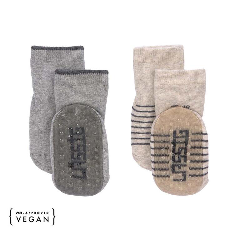 Pack 2 Pares Meias Respeitadoras Anti-Derrapantes - Cinza/Bege | Lässig