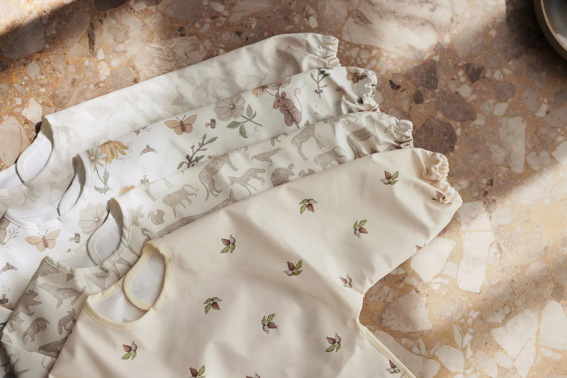 Babete com mangas - Animais - Olive Green