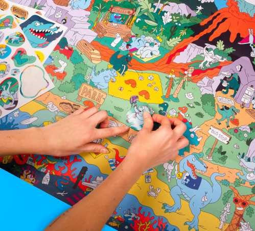 Póster Gigante e Stickers Dinossauros | Omy