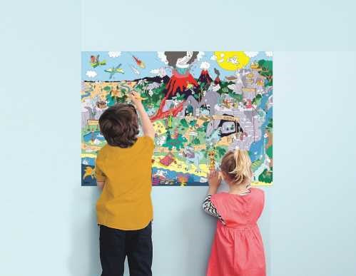 Póster Gigante e Stickers Dinossauros | Omy