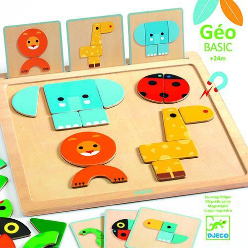 GeoBasic- Puzzle de Madeira Magnético Animais | Djeco