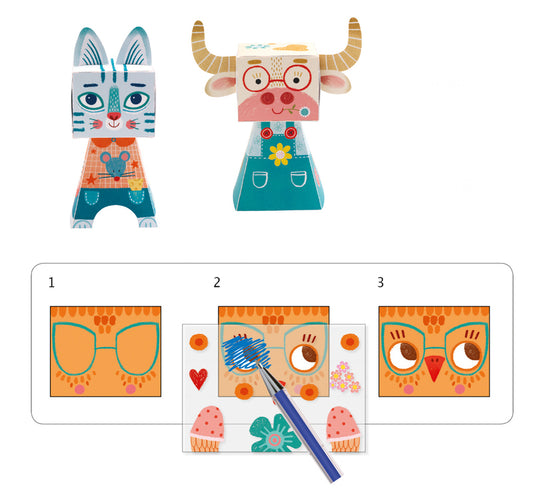 Jogo de Decalcar - 4 Animais Divertidos | Djeco