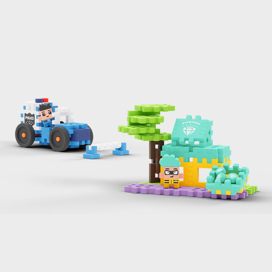 Marioinex - Mini Waffle City - Carro da Polícia e Loja de Jóias