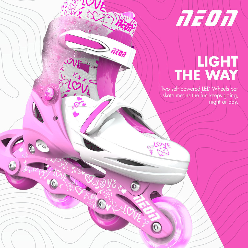 Patins Evolutivos Combo - Rosa Neon - Yvolution