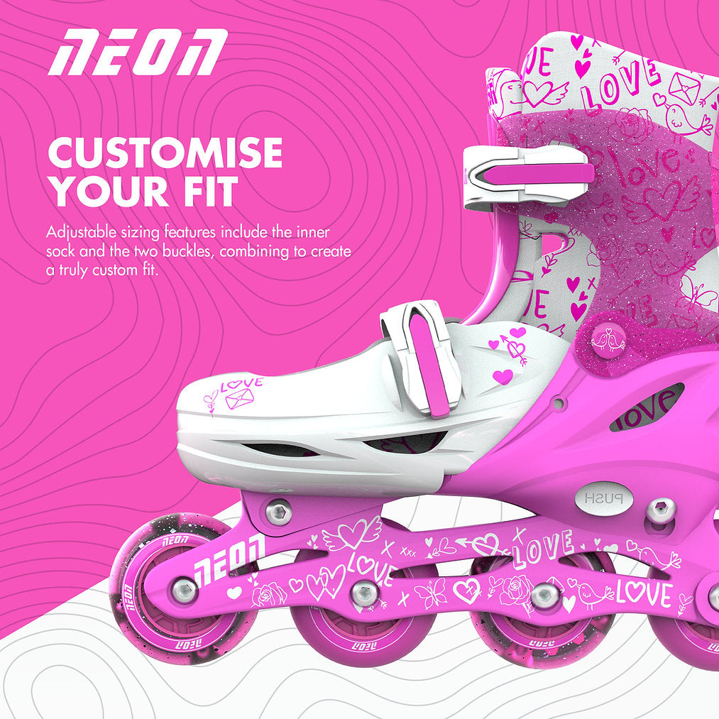 Patins Evolutivos Combo - Rosa Neon - Yvolution