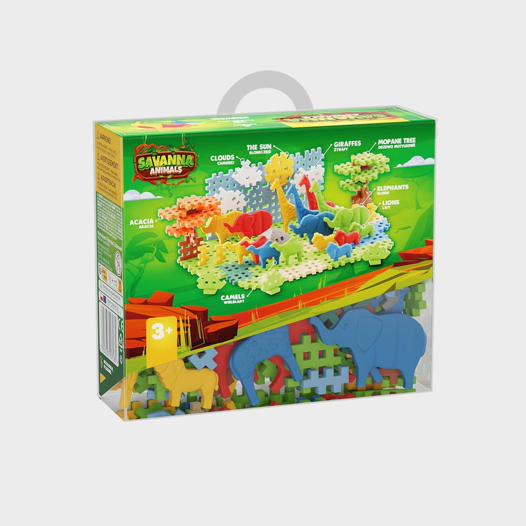 Marioinex - Mini Waffle Animais Savanna - 100 Peças
