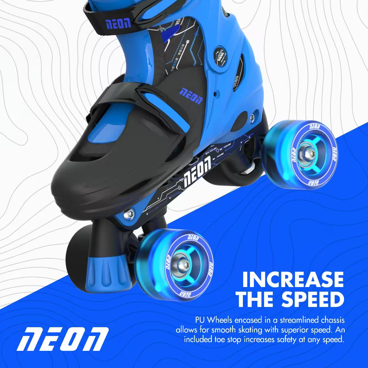 Patins Evolutivos Combo - Azul Neon - Yvolution