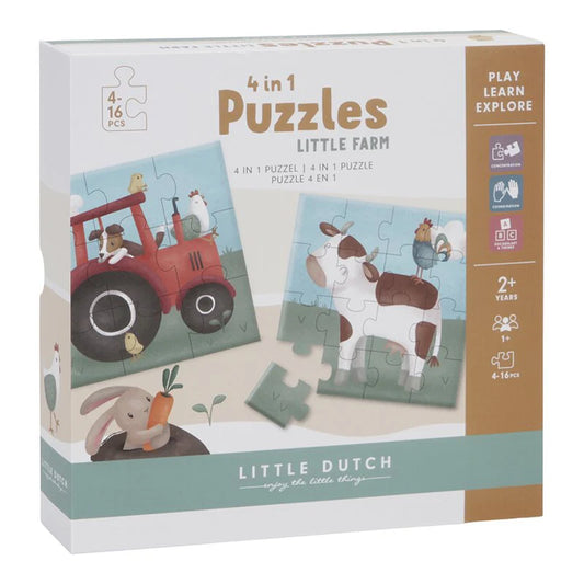 4 em 1 Puzzles Little Farm - Little Dutch