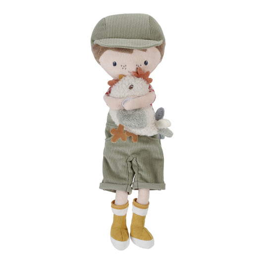 Boneco Jim - 35 cm - Agricultor com Galinha