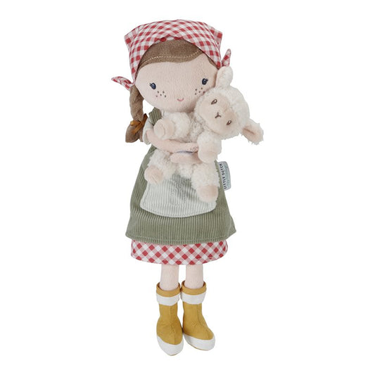 Boneca Rosa - 35 cm - Agricultora com Ovelha