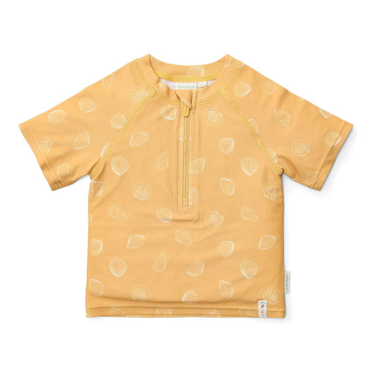T-shirt Praia Manga Curta - Seashells Sunny Yellow | Little Dutch
