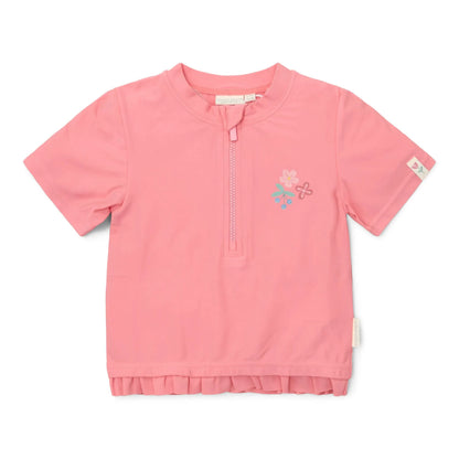 T-shirt Praia Manga Curta - Sunny Flowers Rouge | Little Dutch
