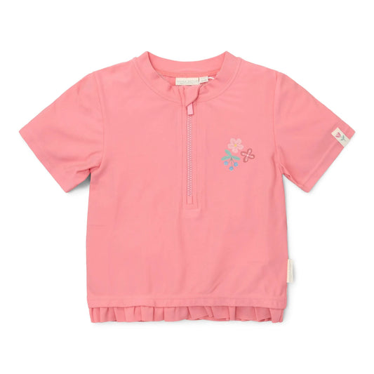 T-shirt Praia Manga Curta - Sunny Flowers Rouge | Little Dutch