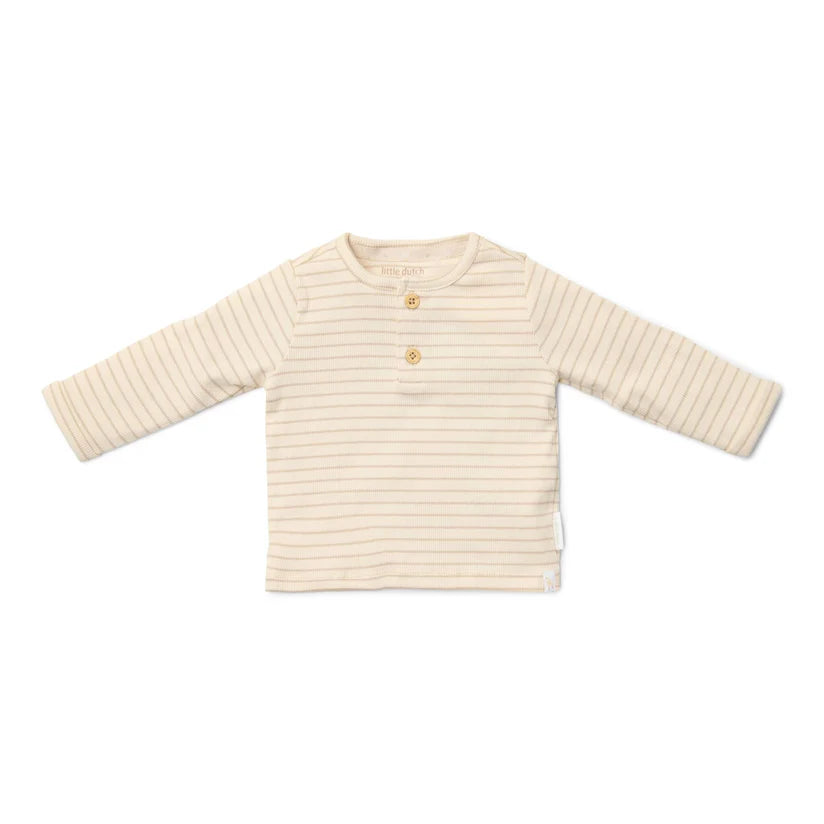 Camisola Manga Comprida - Soft Bege Stripe | Little Dutch