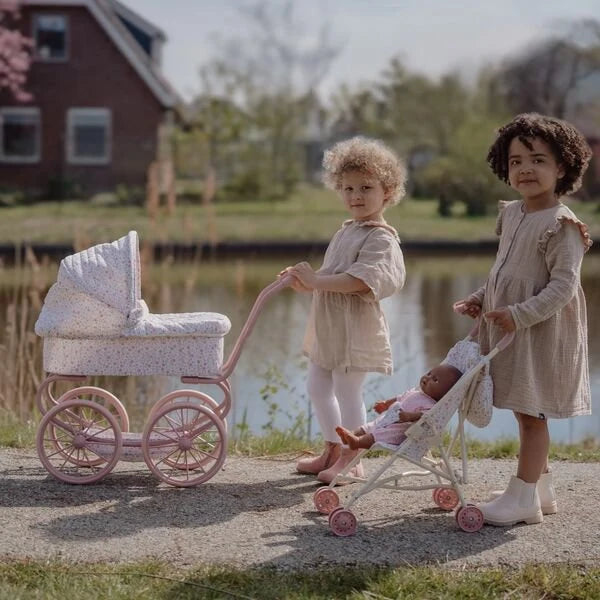 Carrinho de Bonecas Retro - Soft Flowers | Little Dutch