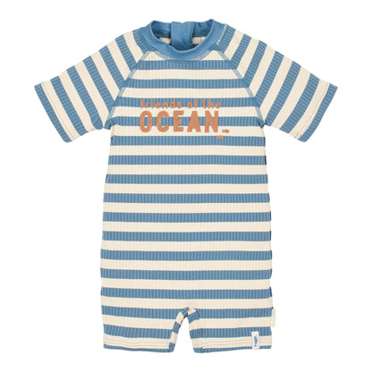 Fato de Banho Manga Curta - Ocean Blue Stripes | Little Dutch