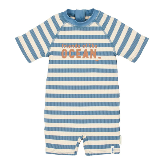 Fato de Banho Manga Curta - Ocean Blue Stripes | Little Dutch
