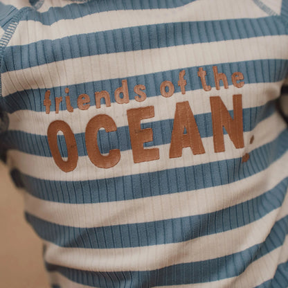 Fato de Banho Manga Curta - Ocean Blue Stripes | Little Dutch