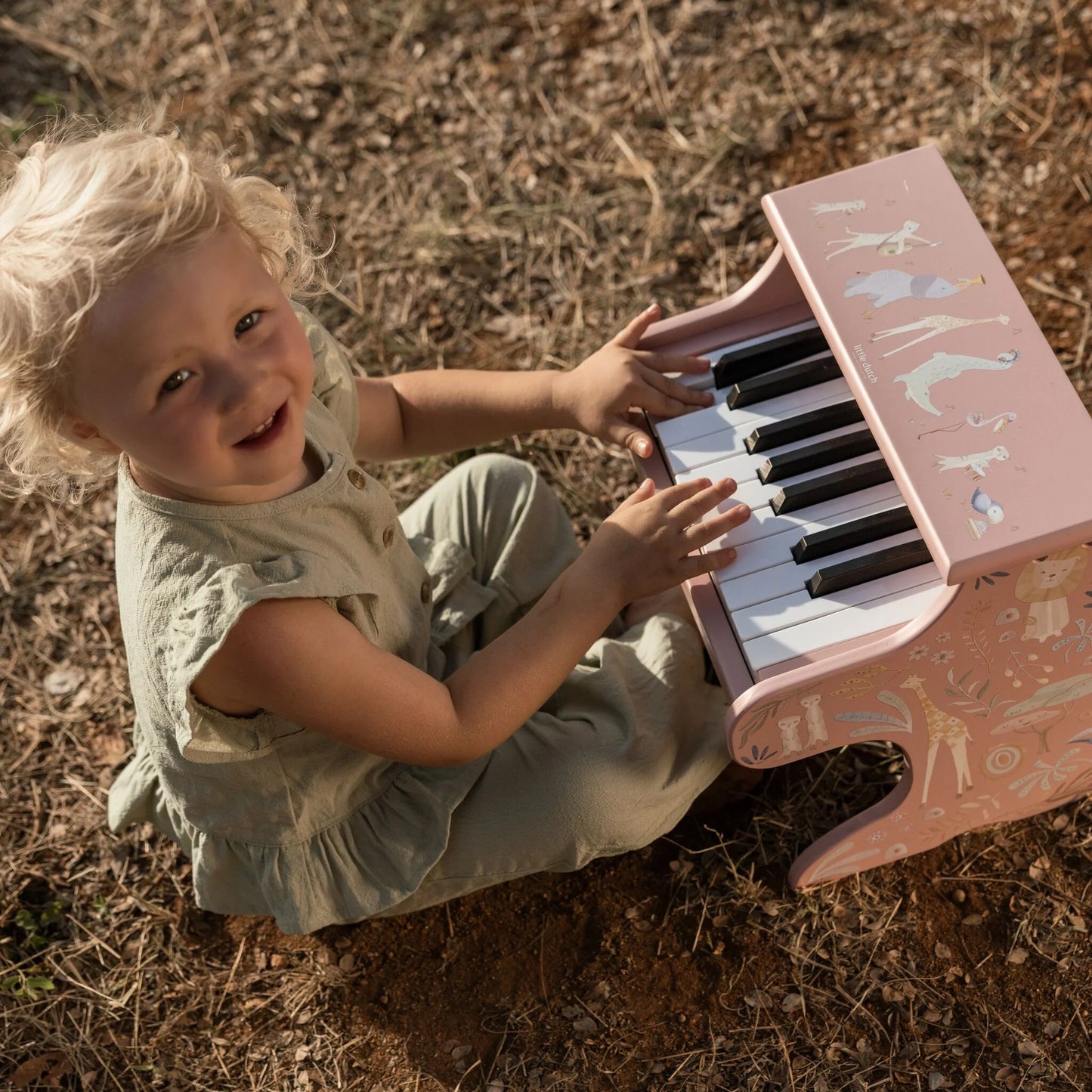 Piano de Madeira Rosa - Safari Friends | Little Dutch