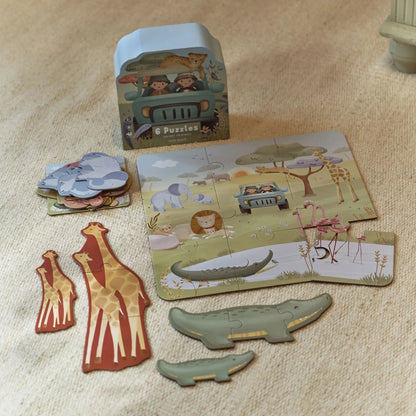 Conjunto de 6 Puzzles - Safari Friends | Little Dutch