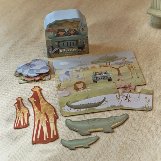 Conjunto de 6 Puzzles - Safari Friends | Little Dutch