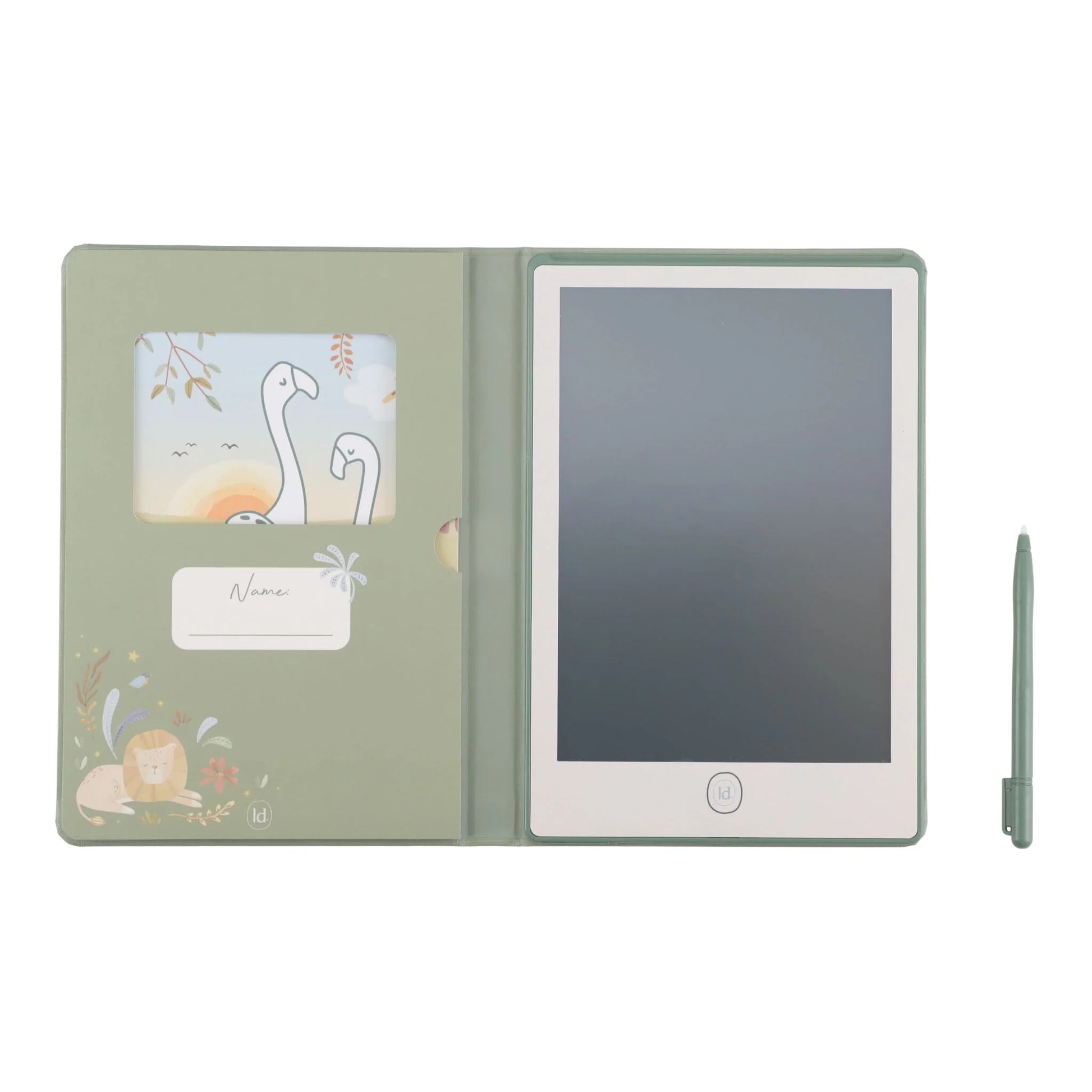 Tablet de Desenho C/ Ilustrações - Verde - Safari Friends | Little Dutch.