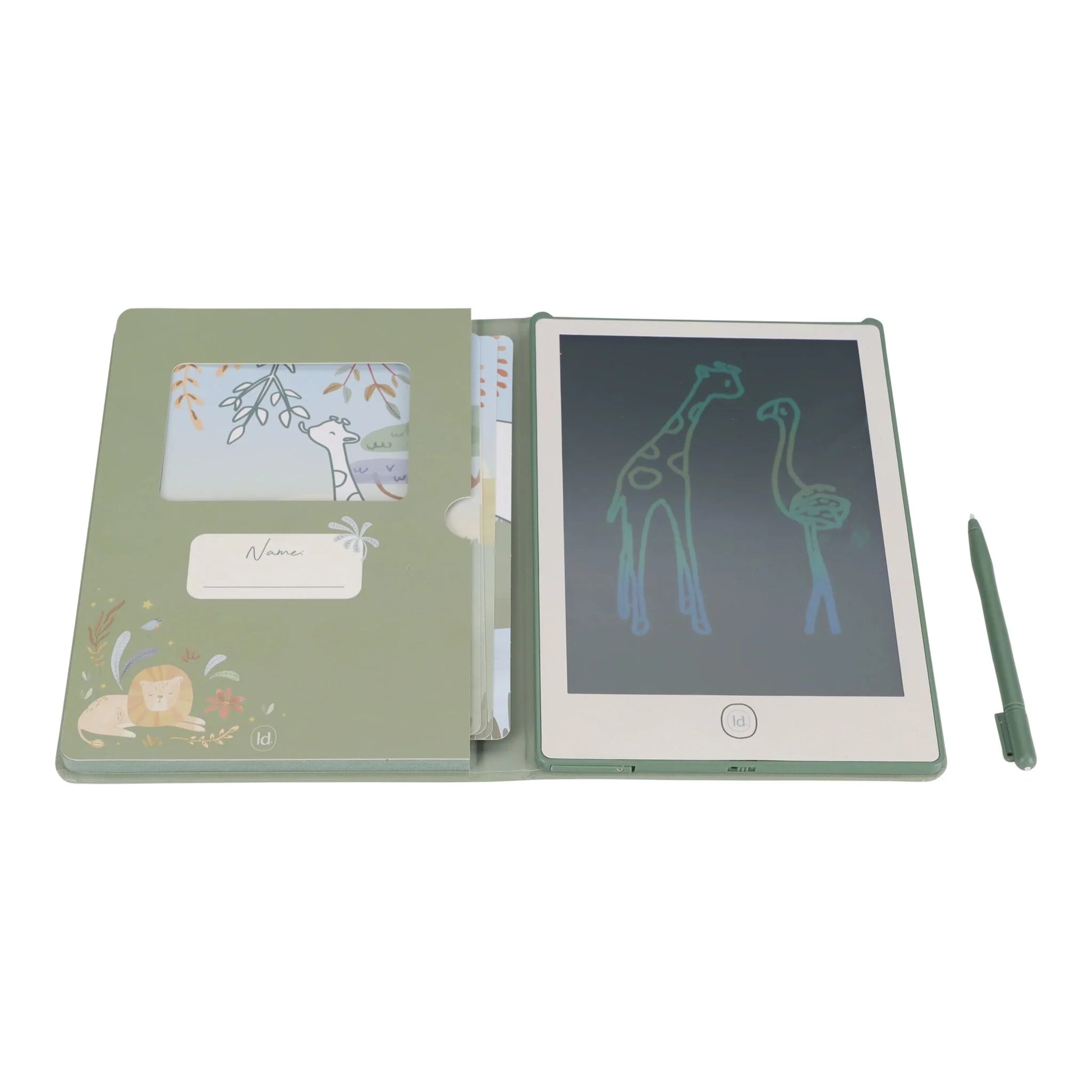 Tablet de Desenho C/ Ilustrações - Verde - Safari Friends | Little Dutch.