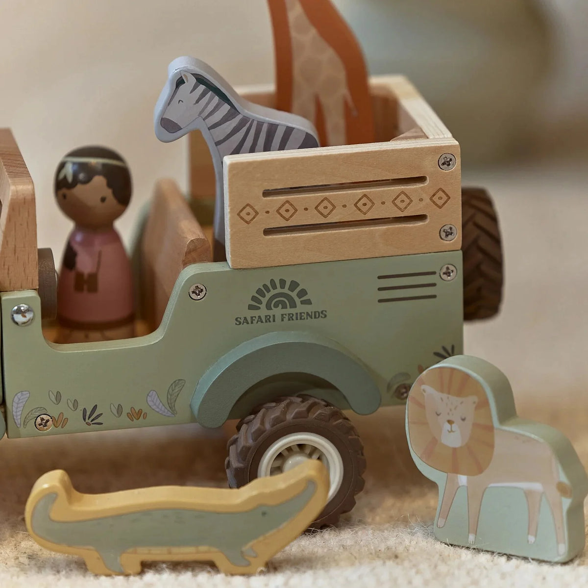 Carro Safari com Animais em Madeira - Little Dutch.