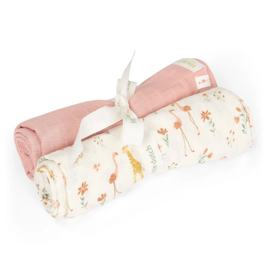 Pack 2 Musselinas 70x70 - Blooming Safari Rosa