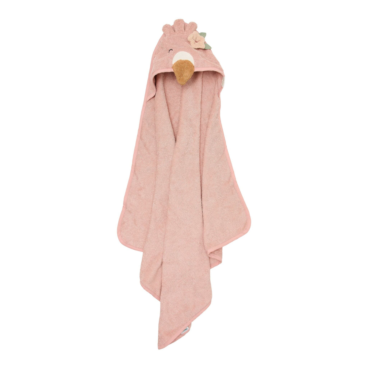 Toalha de Banho com Capuz 75x75 - Safari Friends - Flamingo Rosa.