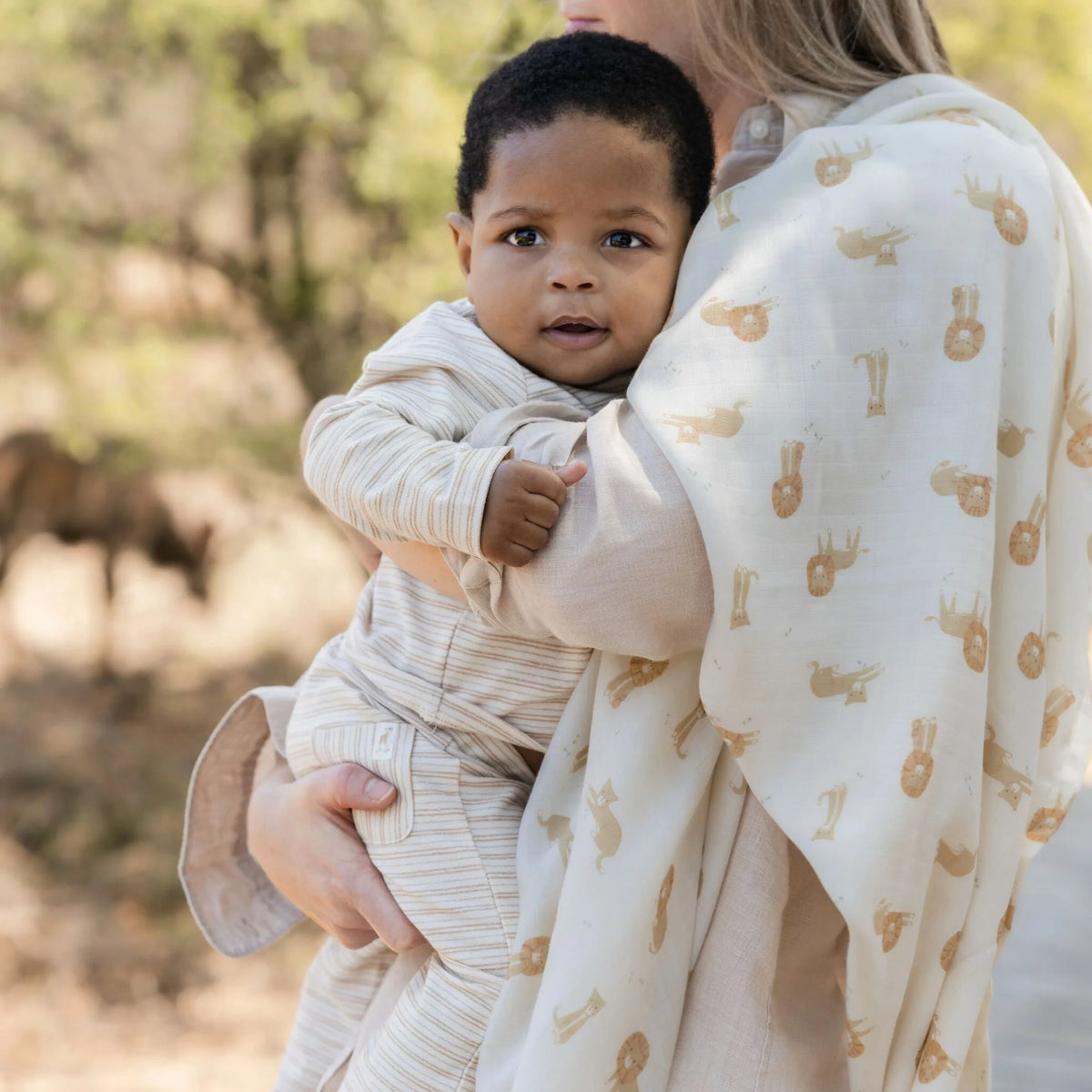 Calças - Safari Friends | Little Safari Stripe Soft Tan.