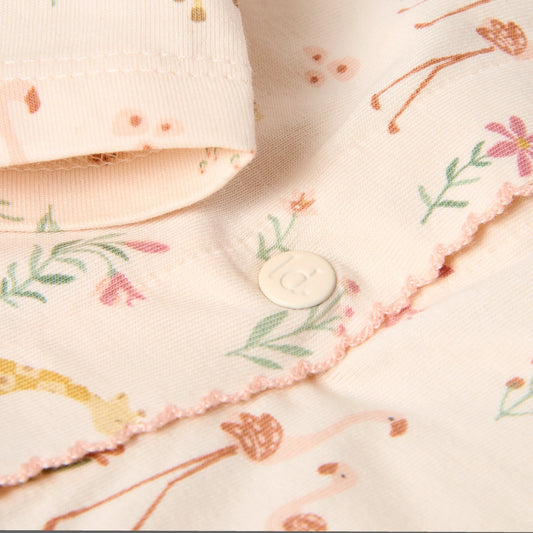 Pijama Inteiro - Safari Friends | Flamingo Rosa Pastel