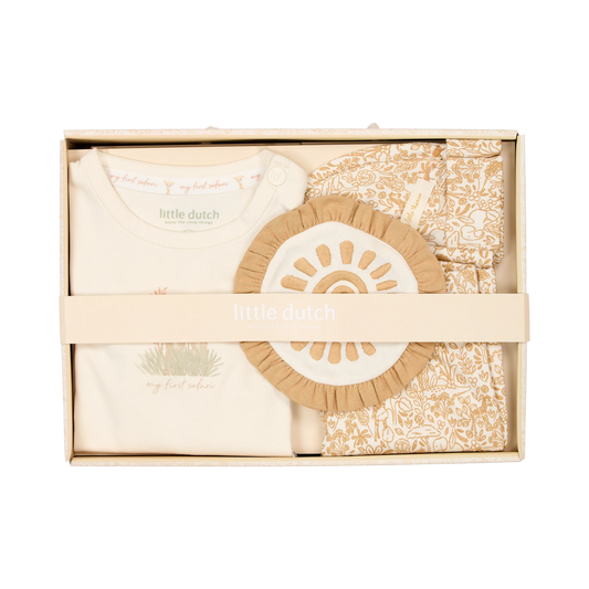 Conjunto Presente Roupa para Bebé - Safari Friends Bege Creme