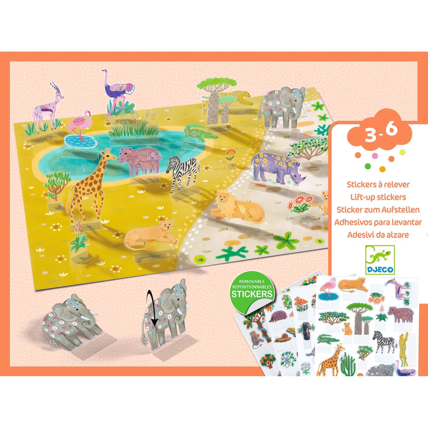 Autocolantes Lift-Up 3D - Animais | Djeco