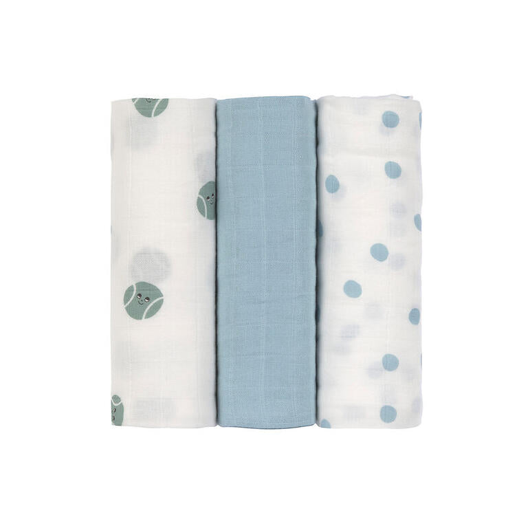 Pack 3 Musselinas 80x80 - Tiny Team Blue
