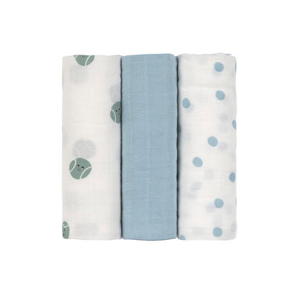 Pack 3 Musselinas 80x80 - Tiny Team Blue