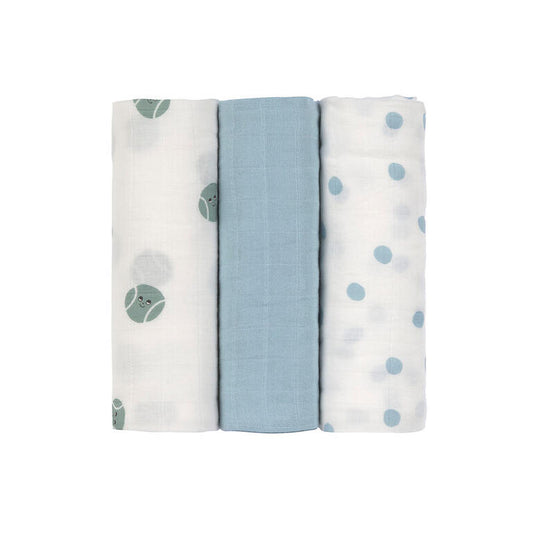 Pack 3 Musselinas 80x80 - Tiny Team Blue
