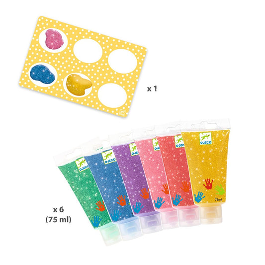 Tubos de Tinta para Pintar com as Mãos com Glitter | Djeco