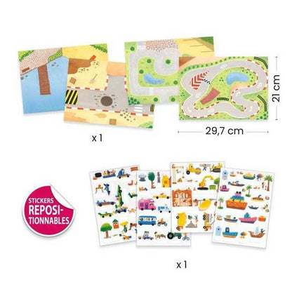 Autocolantes Lift-Up 3D - Veículos | Djeco