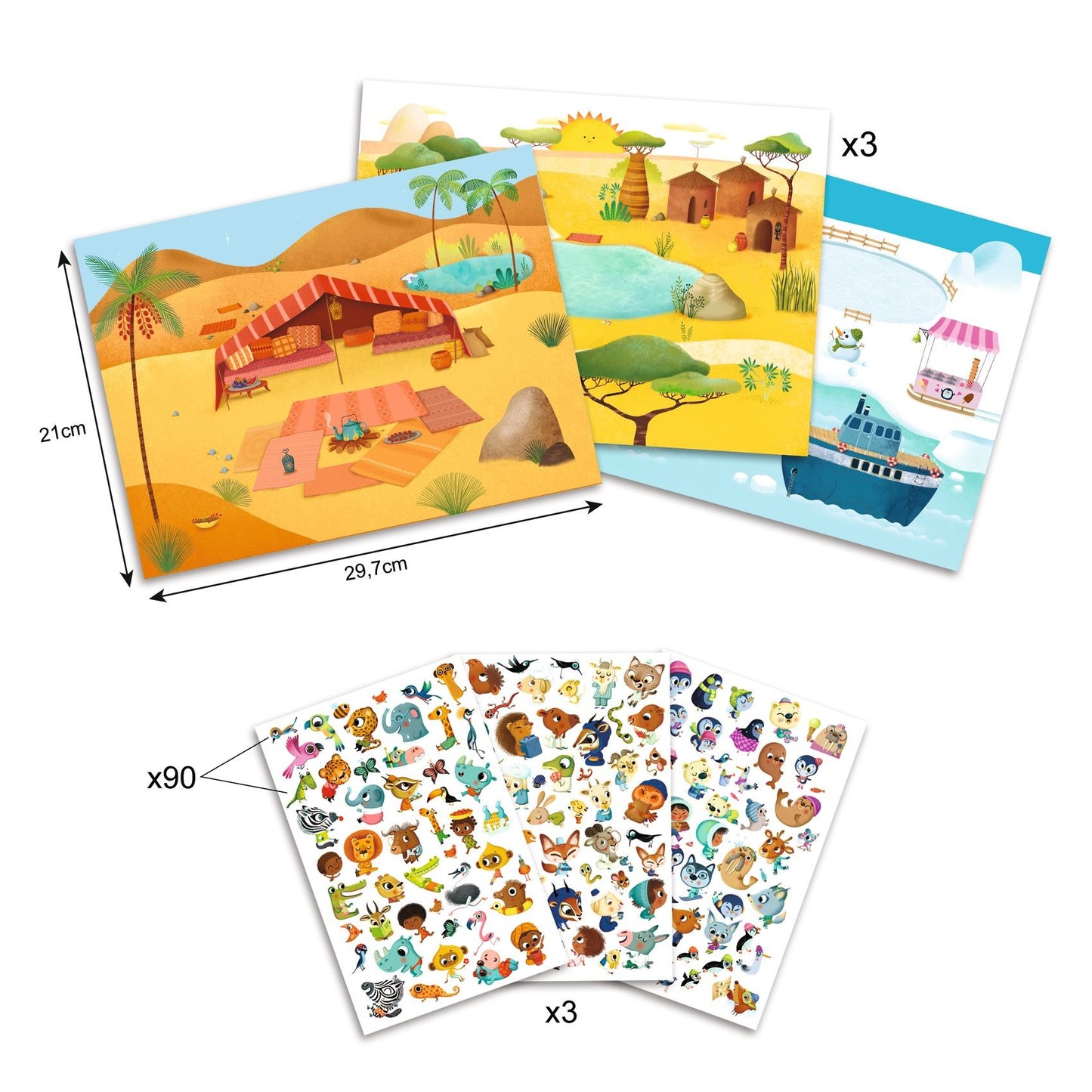 Savana, Deserto e Pólo Norte - 90 Decalques | Djeco