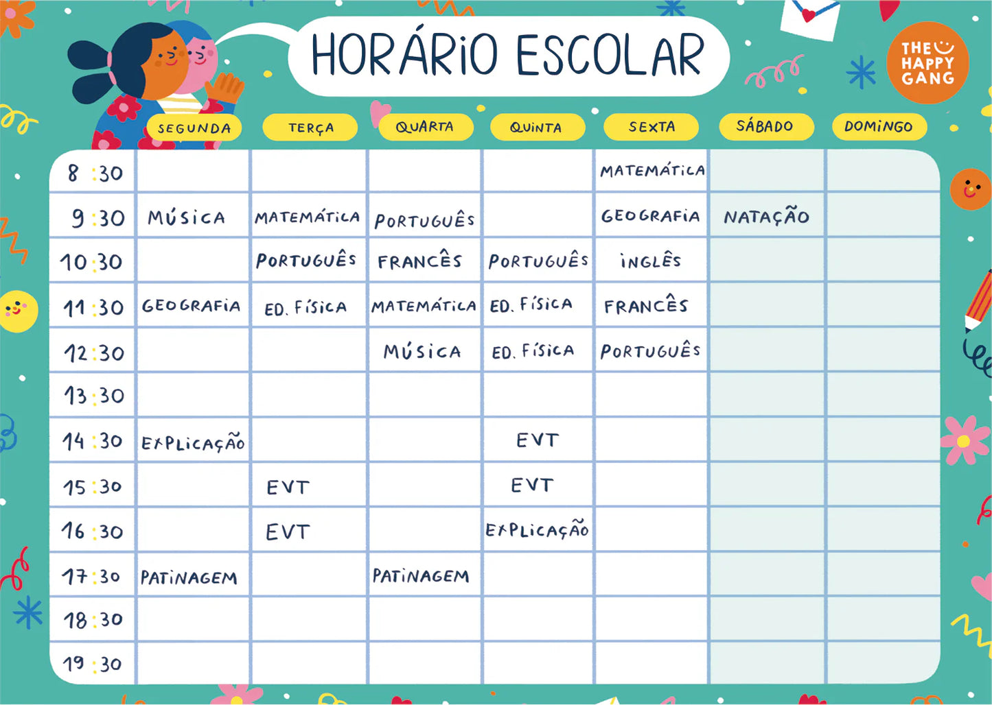 Horário Escolar Magnético | The Happy Gang