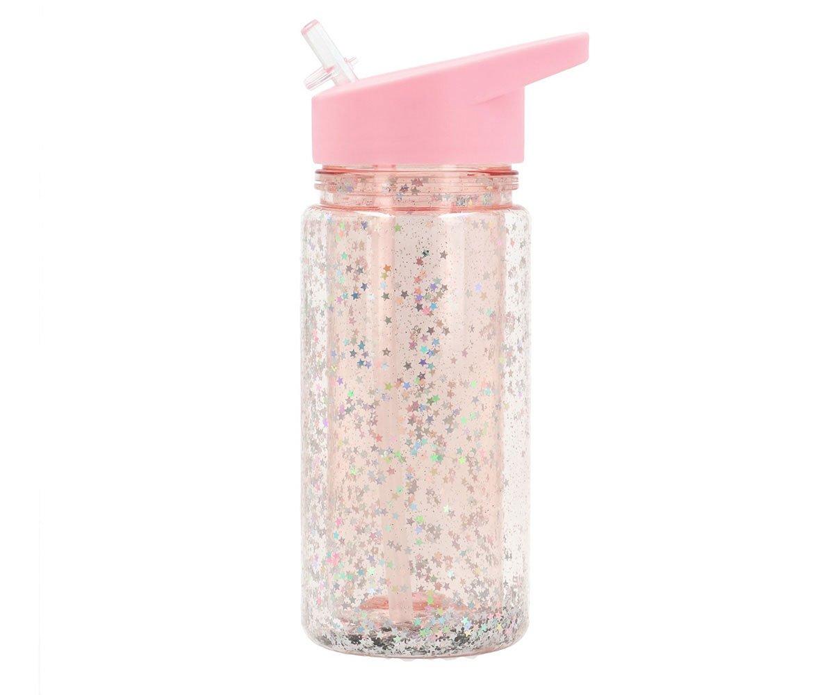 Garrafa com palhinha - Glitter Stars Pink