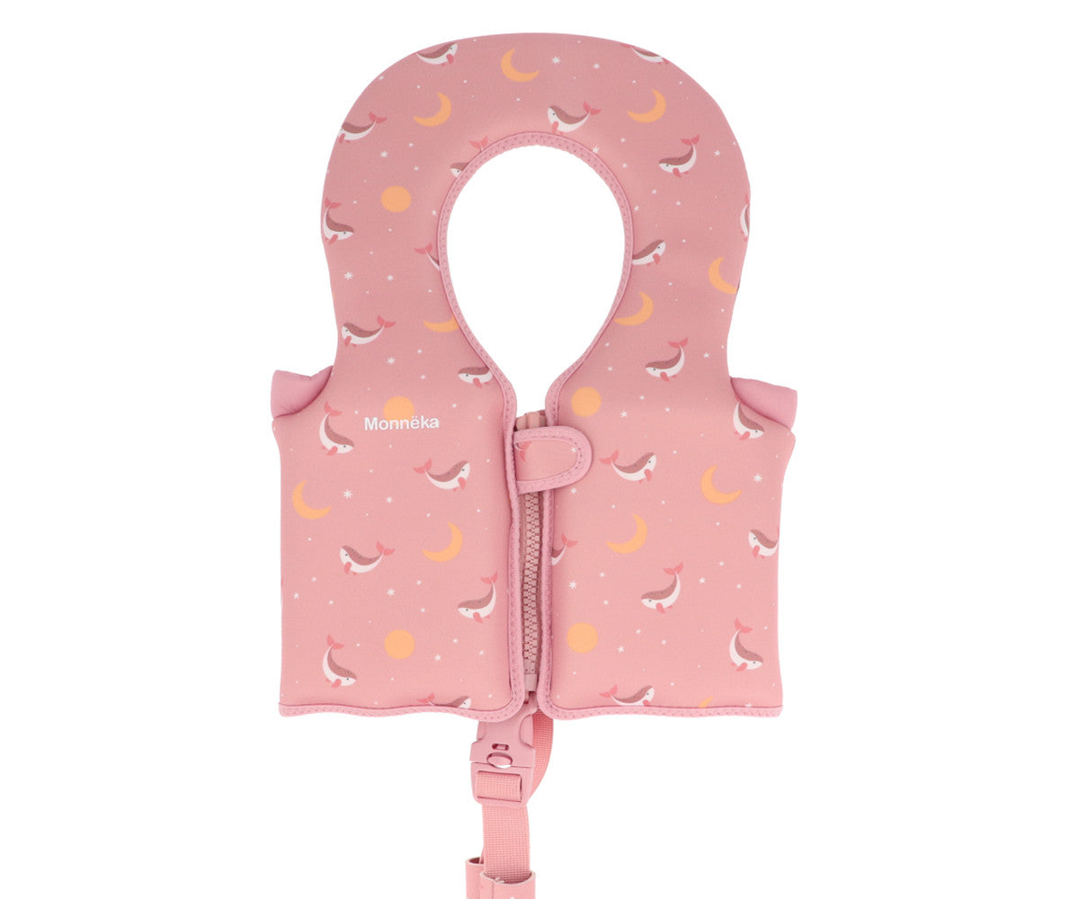 Colete Flutuador Aprendizagem 1-2 Anos - Whale Rosa  | Monnëka