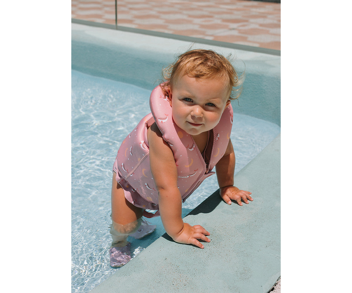 Colete Flutuador Aprendizagem 1-2 Anos - Whale Rosa  | Monnëka